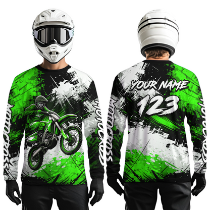 Custom Green Motocross Jersey for Kid Adult Dirt Bike Shirts Men Women Riding Shirt XM491