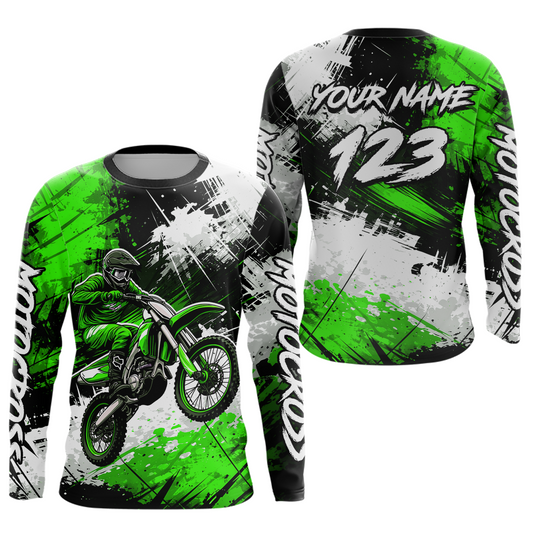 Custom Green Motocross Jersey for Kid Adult Dirt Bike Shirts Men Women Riding Shirt XM491