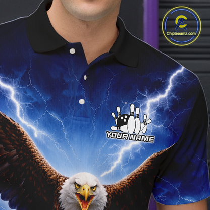 Personalized Thunder Lightning Eagle Bowling Jersey for Men Bowling Team Shirts Bowling League HNT484