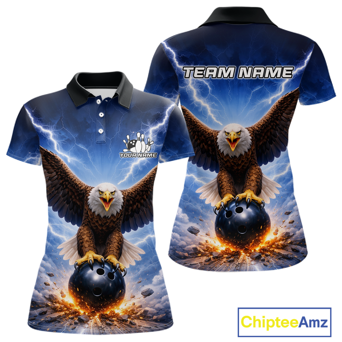Personalized Thunder Lightning Eagle Bowling Jersey for Women Bowling Team Shirts Bowling League HNT484