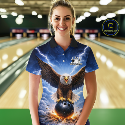 Personalized Thunder Lightning Eagle Bowling Jersey for Women Bowling Team Shirts Bowling League HNT484