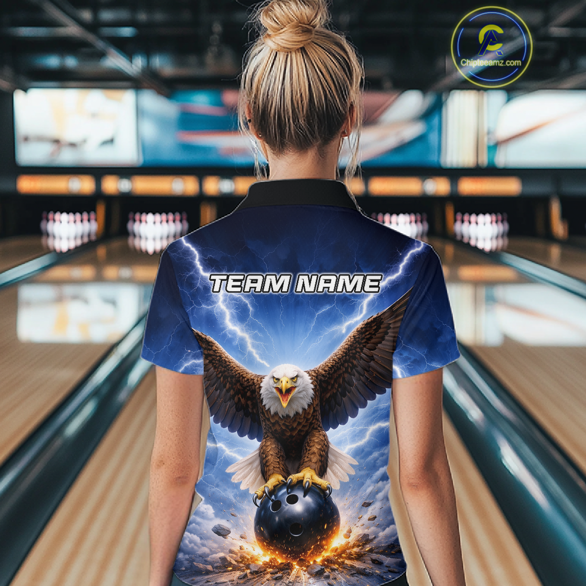 Personalized Thunder Lightning Eagle Bowling Jersey for Women Bowling Team Shirts Bowling League HNT484