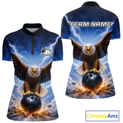 Personalized Thunder Lightning Eagle Bowling Jersey for Women Bowling Team Shirts Bowling League HNT484