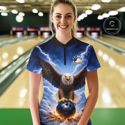 Personalized Thunder Lightning Eagle Bowling Jersey for Women Bowling Team Shirts Bowling League HNT484