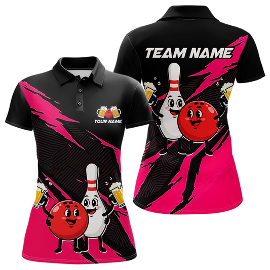 Pink Funny Beer Bowling Shirts Beer Bowling Jersey Team Women Men Bowl League MBL258