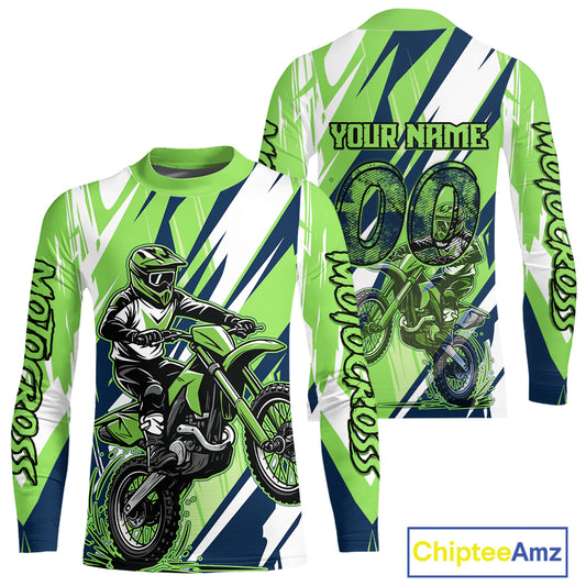 Green Motocross Jersey for Men Women Kid Dirt Bike Shirts Custom Off road Riding Shirt XM466