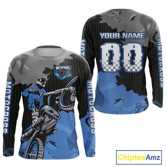 Blue Custom Motocross Racing Jersey for Kid Men Women Dirt Bike Shirts Moto Shirt XM478