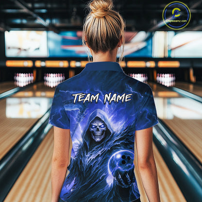 Blue Bowling Shirts for Team Women Men Custom Death Bowling Jersey Bowl League MBL248
