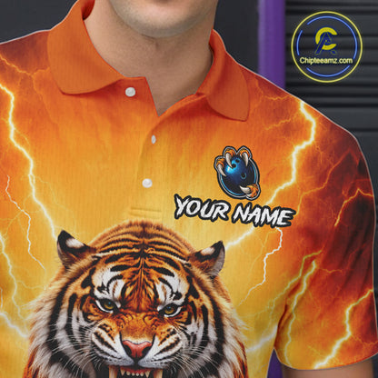 Custom Thunder Tiger Bowling Jersey for Men Bowling Team Shirts Bowling League Polo & 1/4 Zip HNT483