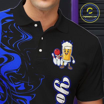 Funny Beer Bowling Shirts Team Women Men Custom Blue Bowling Jersey for Bowler MBL250