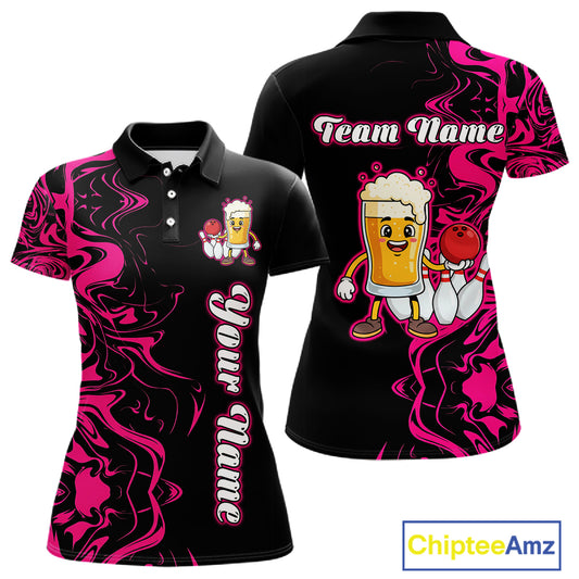Funny Beer Bowling Shirts Team Women Men Custom Pink Bowling Jersey for Bowler MBL250