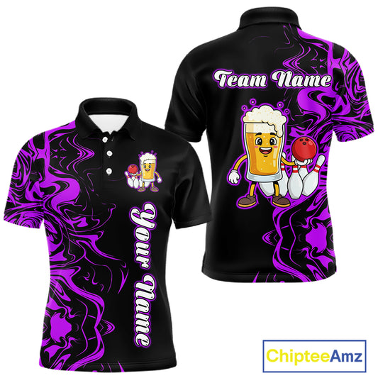 Funny Beer Bowling Shirts Team Women Men Custom Purple Bowling Jersey for Bowler MBL250