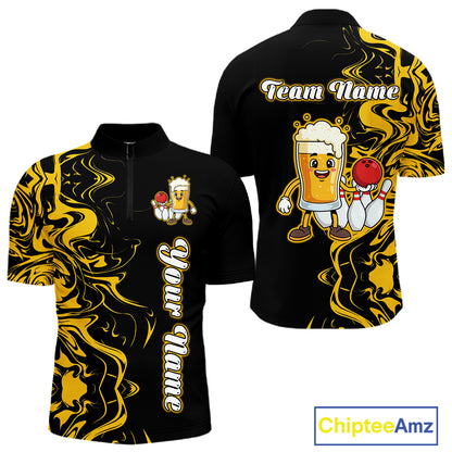Funny Beer Bowling Shirts Team Women Men Custom Yellow Bowling Jersey for Bowler MBL250