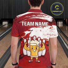 Load image into Gallery viewer, Red Funny Beer Bowling Shirts for Women Men Team Bowling Polo&amp;1/4 Zip Bowl League MBL253