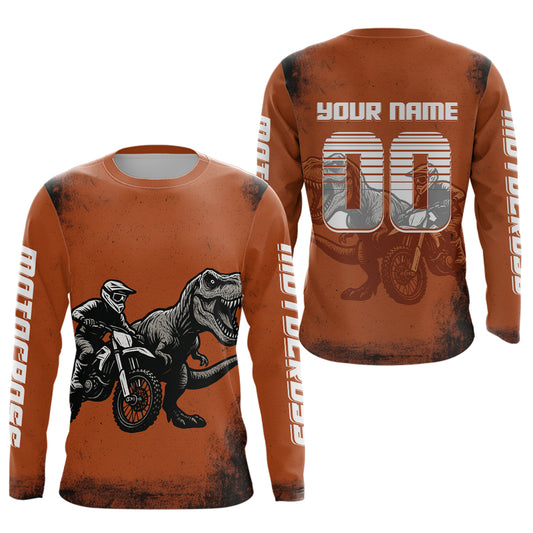 Orange Dinosaur Motocross Jersey Custom Dirt Bike Shirt Men Kid Women Racing Jersey XM411