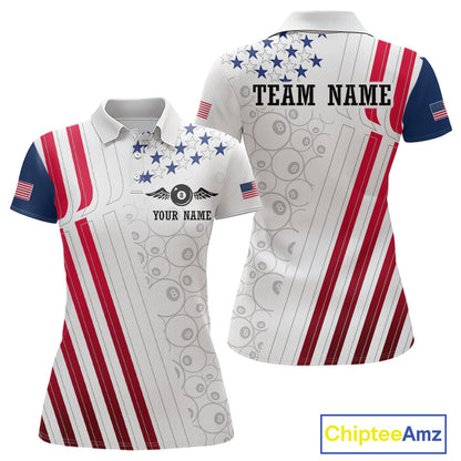 Custom American Flag 8 Ball Billiard Shirts for Women Billiard Team Jerseys Billiard League NNT273