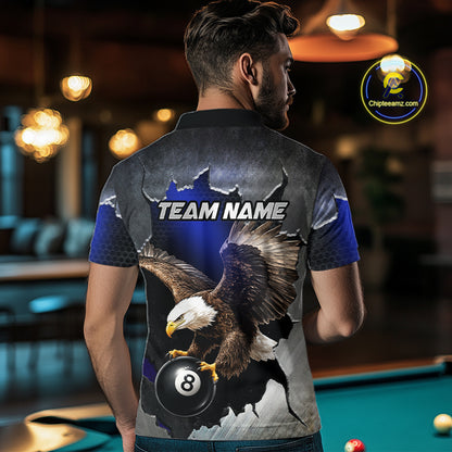 Custom Cracked Eagle 8 Ball Billiard Shirts for Men Billiard Team Jerseys Billiard League NNT278