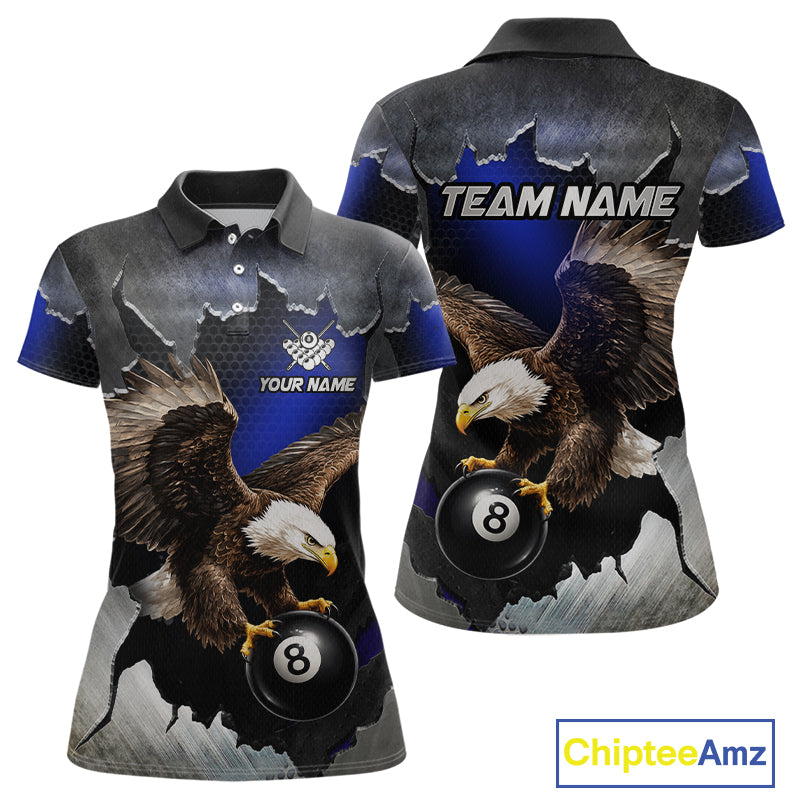 Custom Cracked Eagle 8 Ball Billiard Shirts for Women Billiard Team Jerseys Billiard League NNT278