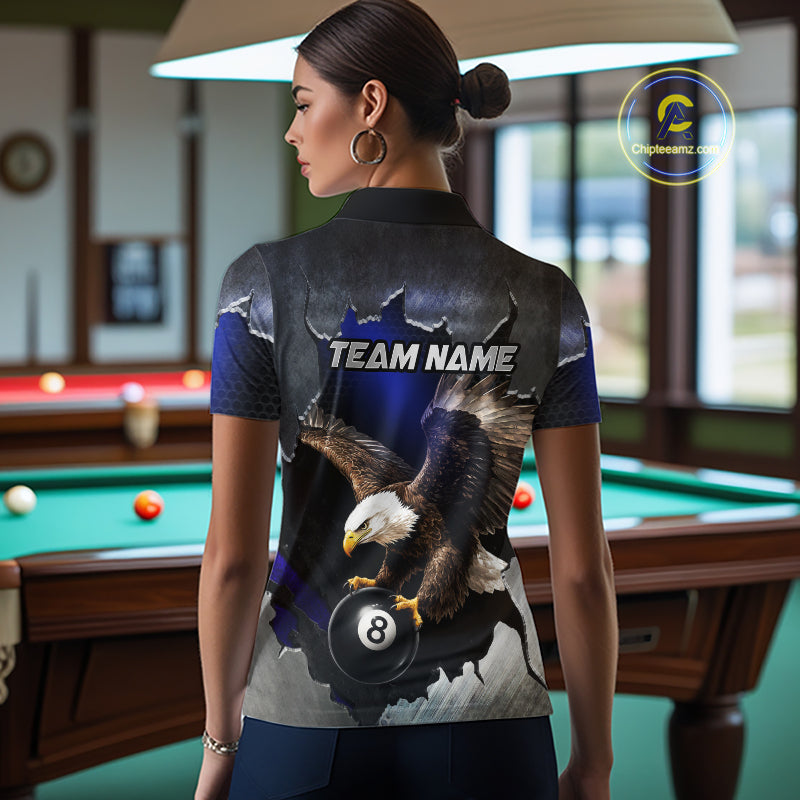 Custom Cracked Eagle 8 Ball Billiard Shirts for Women Billiard Team Jerseys Billiard League NNT278