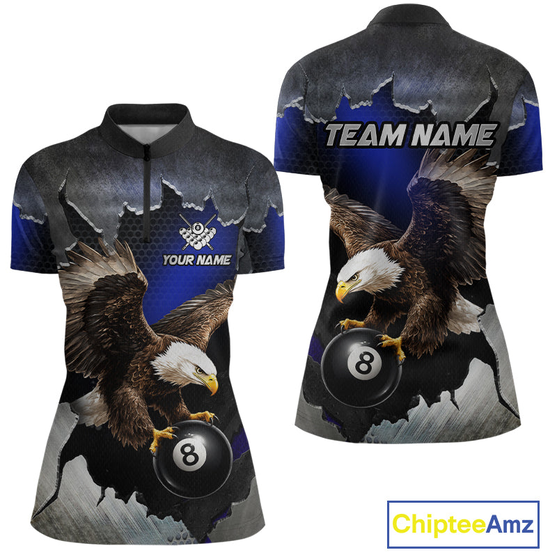 Custom Cracked Eagle 8 Ball Billiard Shirts for Women Billiard Team Jerseys Billiard League NNT278