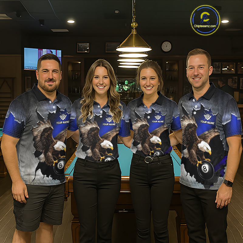 Custom Cracked Eagle 8 Ball Billiard Shirts for Men Billiard Team Jerseys Billiard League NNT278