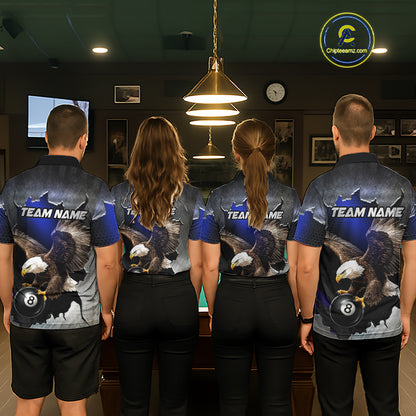 Custom Cracked Eagle 8 Ball Billiard Shirts for Women Billiard Team Jerseys Billiard League NNT278