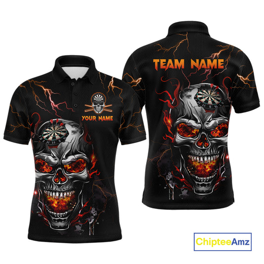 Custom Thunder Skull Darts Board Dart Shirts for Men Darts Team Jerseys Polo & 1/4 Zip NNT134