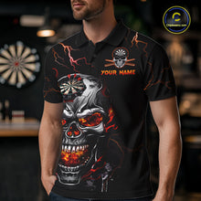 Load image into Gallery viewer, Custom Thunder Skull Darts Board Dart Shirts for Men Darts Team Jerseys Polo &amp; 1/4 Zip NNT134