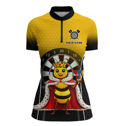 Custom Funny King Bee Dart Shirt Dart Team Jersey for Women Dartboard Polo & 1/4 Zip Shirts NNT164
