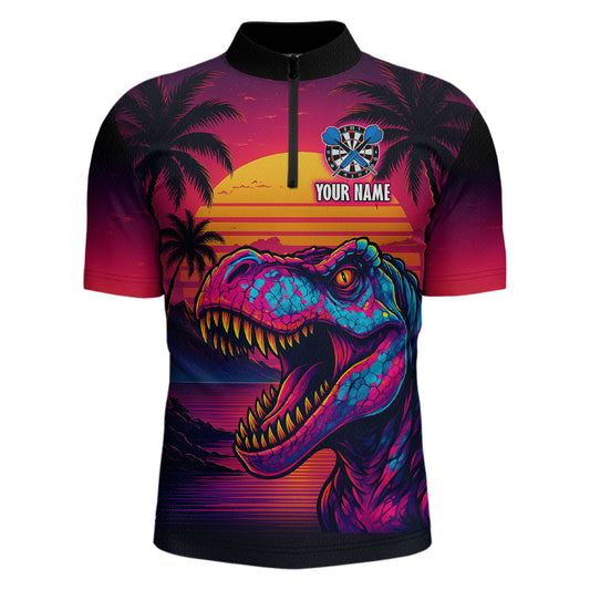 Custom Neon Dinosaur Dart Shirts For Men Dart Board Gifts Darts Team Jerseys Dart League NNT161