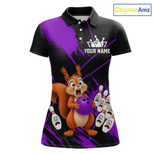 Load image into Gallery viewer, Custom Purple Squirrel Bowling Jersey for Women Bowling Team Shirts Bowling Polo &amp; 1/4 Zip HNT301