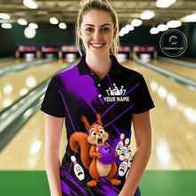 Load image into Gallery viewer, Custom Purple Squirrel Bowling Jersey for Women Bowling Team Shirts Bowling Polo &amp; 1/4 Zip HNT301