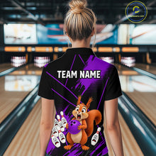 Load image into Gallery viewer, Custom Purple Squirrel Bowling Jersey for Women Bowling Team Shirts Bowling Polo &amp; 1/4 Zip HNT301