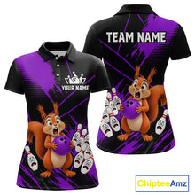 Load image into Gallery viewer, Custom Purple Squirrel Bowling Jersey for Women Bowling Team Shirts Bowling Polo &amp; 1/4 Zip HNT301