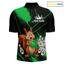 Load image into Gallery viewer, Custom Green Squirrel Bowling Jersey for Men Bowling Team Shirts Bowling Polo &amp; 1/4 Zip HNT301