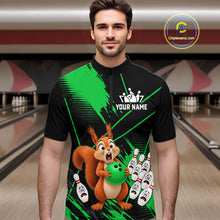 Load image into Gallery viewer, Custom Green Squirrel Bowling Jersey for Men Bowling Team Shirts Bowling Polo &amp; 1/4 Zip HNT301