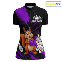 Load image into Gallery viewer, Custom Purple Squirrel Bowling Jersey for Women Bowling Team Shirts Bowling Polo &amp; 1/4 Zip HNT301