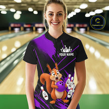 Load image into Gallery viewer, Custom Purple Squirrel Bowling Jersey for Women Bowling Team Shirts Bowling Polo &amp; 1/4 Zip HNT301