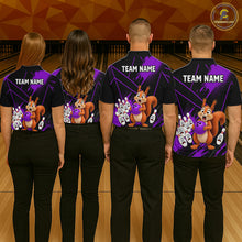 Load image into Gallery viewer, Custom Purple Squirrel Bowling Jersey for Women Bowling Team Shirts Bowling Polo &amp; 1/4 Zip HNT301