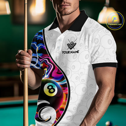 Custom Colorful Liquid Swirl 8 Ball Billiard Shirts for Men Billiard Team Jerseys Billiard League NNT279
