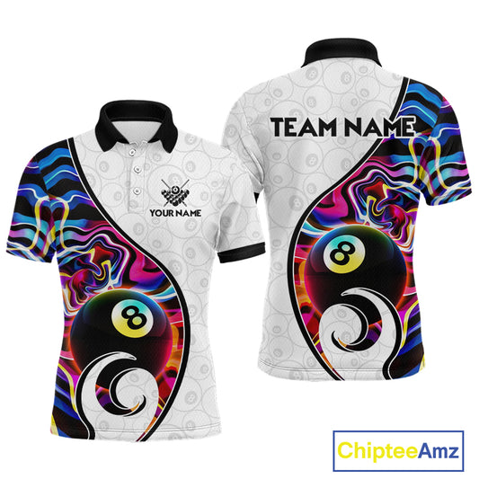 Custom Colorful Liquid Swirl 8 Ball Billiard Shirts for Men Billiard Team Jerseys Billiard League NNT279