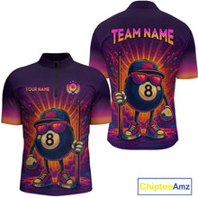 Load image into Gallery viewer, 8 Ball Billiard Shirts for Men Retro Custom Billiard Team Shirts Billiard League Polo &amp; 1/4 Zip NNT98