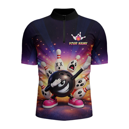 Custom Galaxy Funny Bowling Jersey for Men Bowling Tournament Polo & 1/4 Zip Bowling Team Shirts HNT217