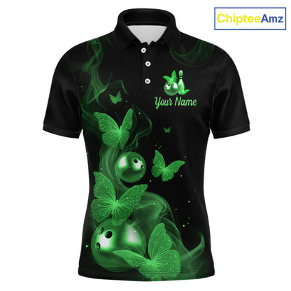 Custom Green Butterfly Galaxy Bowling Jersey for Men Bowling Team Shirts Bowling League HNT310