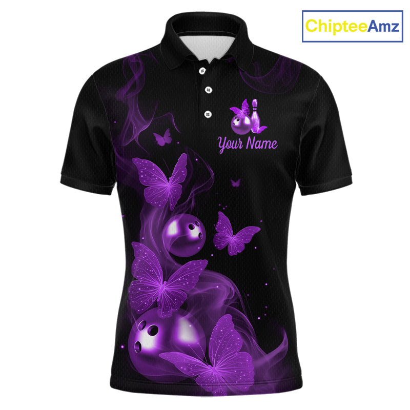 Custom Purple Butterfly Galaxy Bowling Jersey for Men Bowling Team Shirts Bowling League HNT310
