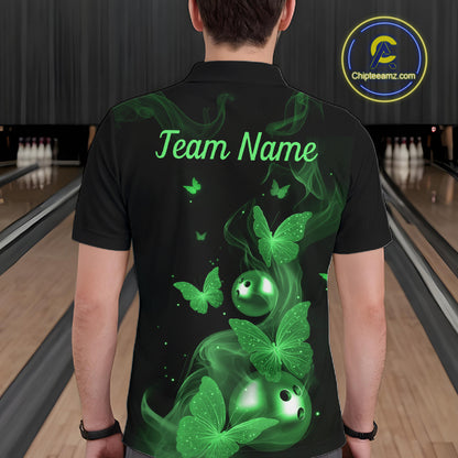 Custom Green Butterfly Galaxy Bowling Jersey for Men Bowling Team Shirts Bowling League HNT310