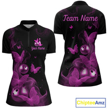 Load image into Gallery viewer, Custom Pink Butterfly Galaxy Bowling Jersey for Women Bowling Team Shirts Bowling League HNT310