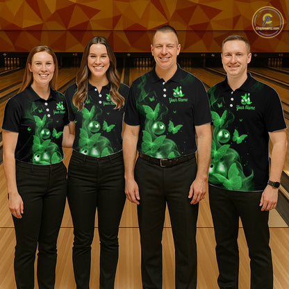 Custom Green Butterfly Galaxy Bowling Jersey for Women Bowling Team Shirts Bowling League HNT310