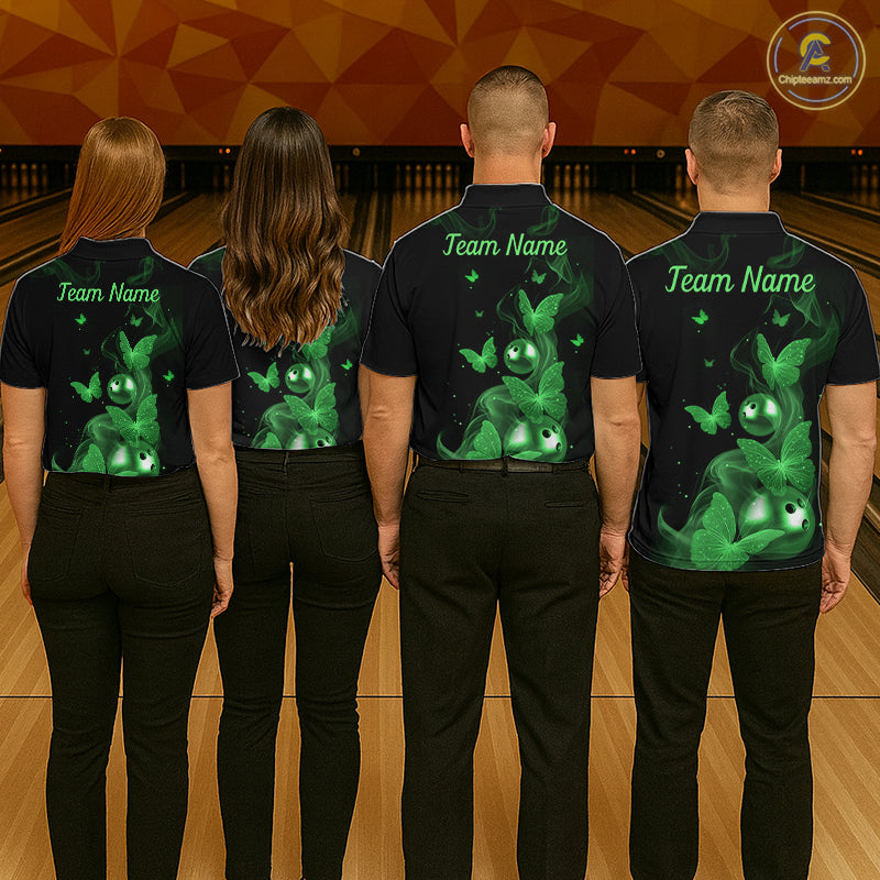 Custom Green Butterfly Galaxy Bowling Jersey for Men Bowling Team Shirts Bowling League HNT310