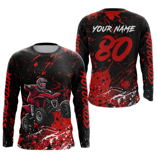 Red Youth ATV Motocross Shirts Kid Men Women Custom Off-Road Quad Bike Shirt UPF30+ DNT77
